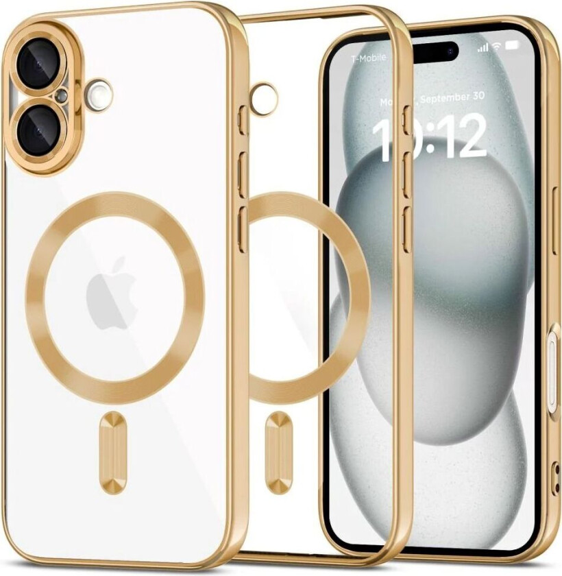 iPhone 16 Tech-Protect Magmat Deksel - MagSafe Kompatibel - Gjennomsiktig / Gull