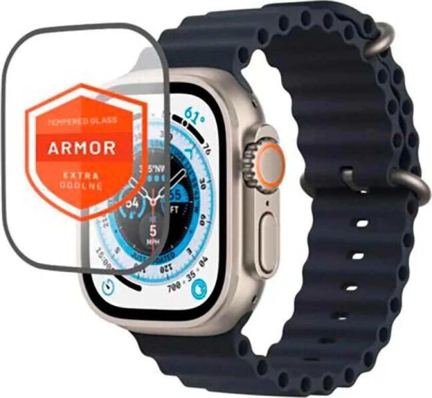 Fixed Apple Watch Ultra 1/2 (49 mm) Armor Skjermbeskytter i Herdet Glass - Svart Kant