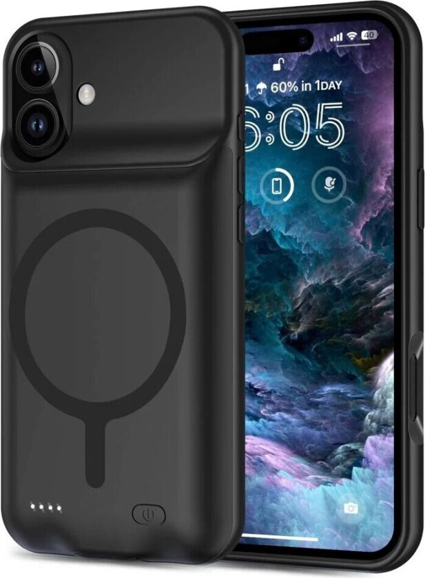 iPhone 16 Tech-Protect Powercase Batteri Deksel 7000 mAh - MagSafe Kompatibel - Svart