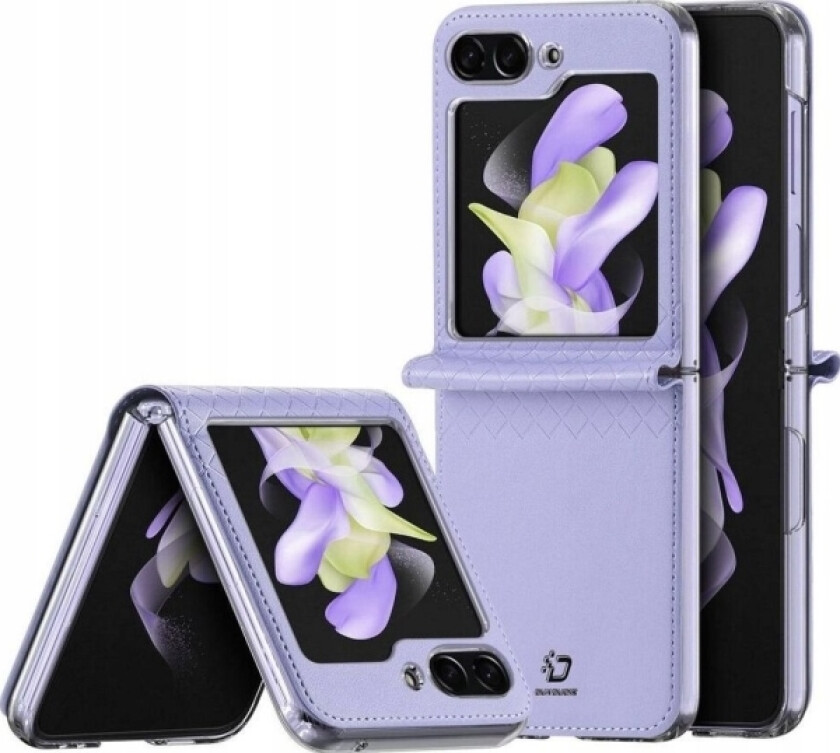 -Deksel Til Samsung Galaxy Z Flip 5 5G Lær Flip Wallet Bakdeksel Bril Lilla