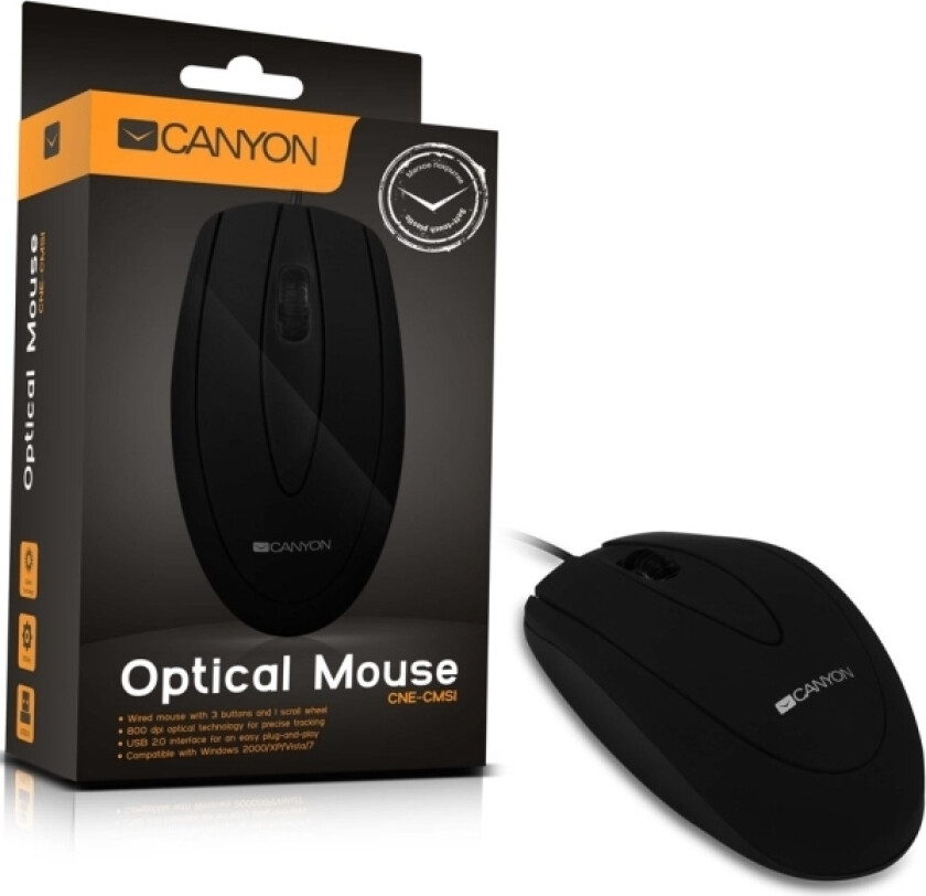 Cne-Cms1 - Mus - Optisk - 3 Knapper - Kablet - Usb - Svart