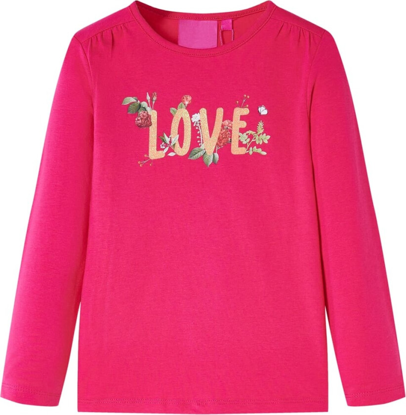 T-skjorte for barn med lange ermer knallrosa 128