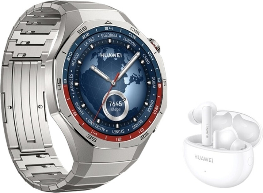 HUAWEI WATCH GT 5 Pro 46 mm smartklokke, titan + FreeBuds 5i