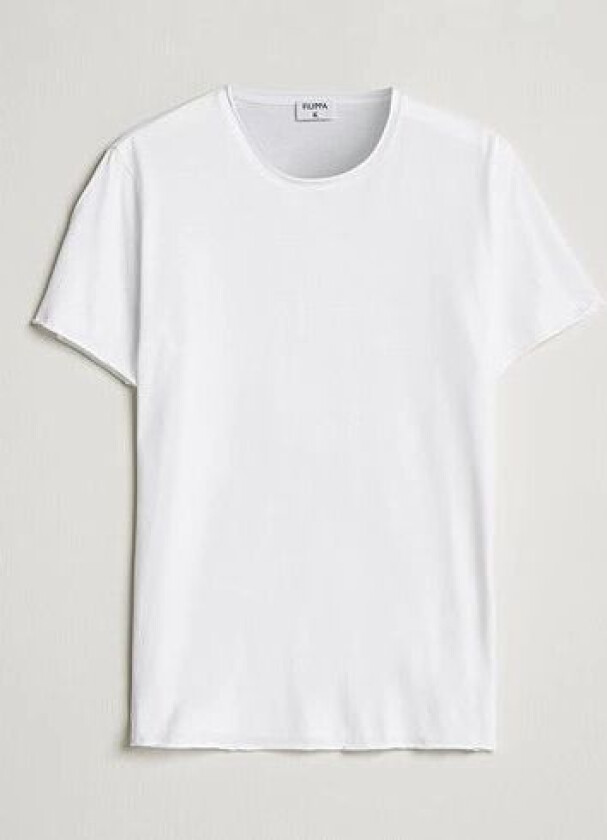 Roll Neck Crew Neck Tee White