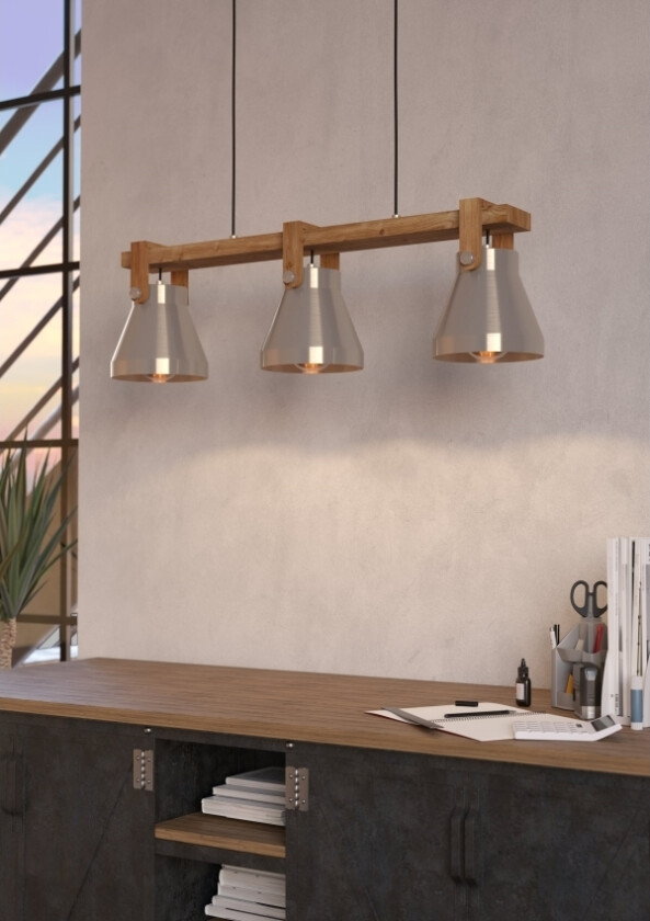 Eglo Cawton Langbord L760 3Xe27 Nød/Bs Fsc