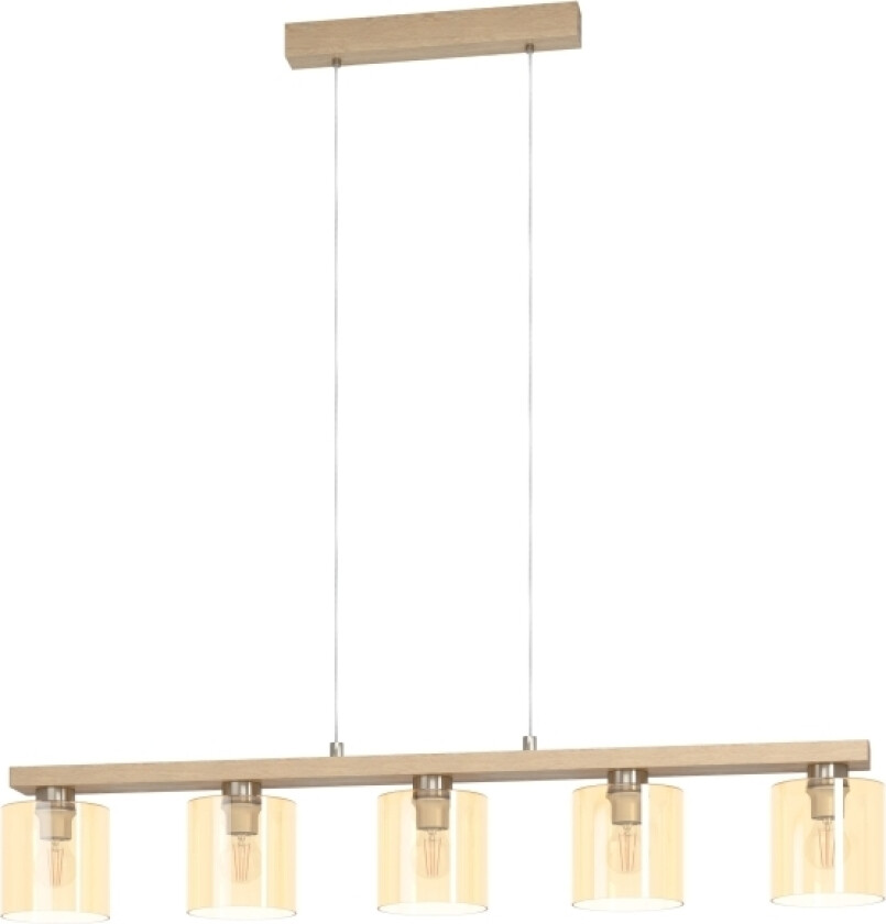 Eglo Castralvo Langbord E27 5L Bs/Træ/Amber Fsc