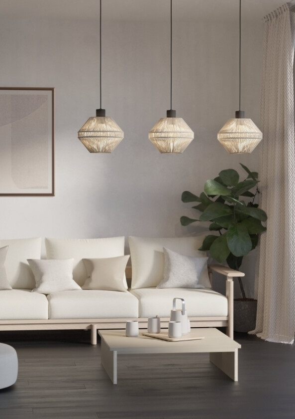 Eglo Midsumer Langbord L920 3Xe27 Sort/Creme