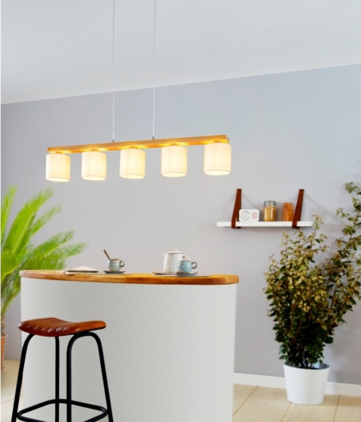 Eglo Castralvo Langbord E27 5L Bs/Træ/Hvid Fsc