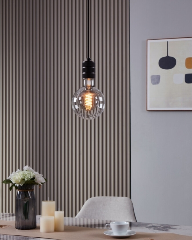 Eglo E27 Led G125 Klar Og Røgfarvet Dobbelt Globe Dekorationspære Med Spiral Og Varmt Hvidt Lys