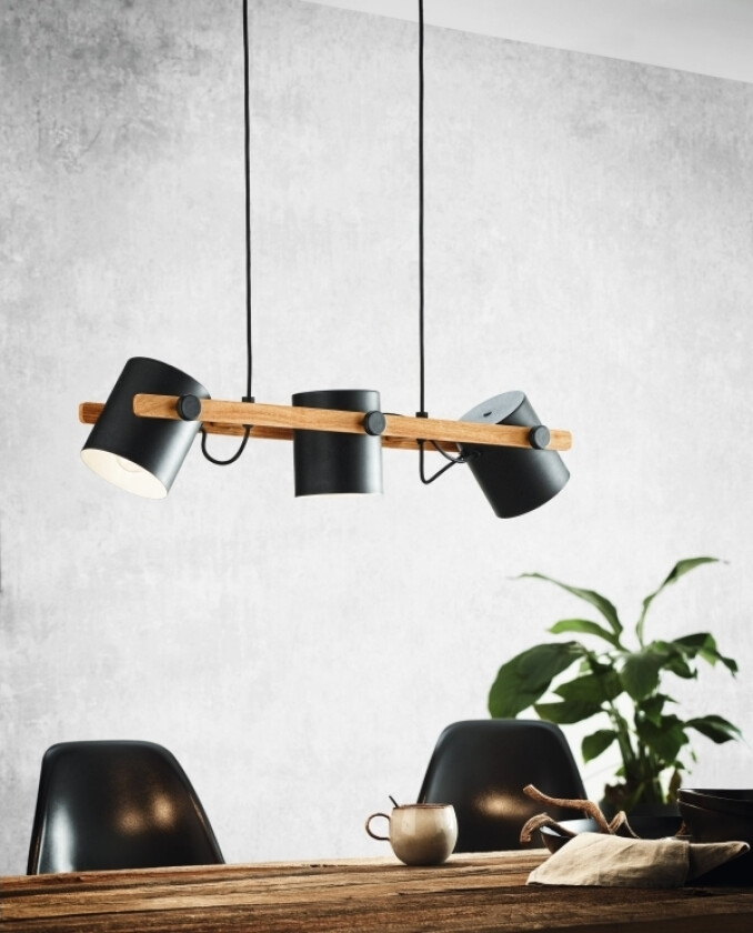 Eglo Hornwood Langbordspendel I Sort Og Fsc-Godkendt Træ, 3L