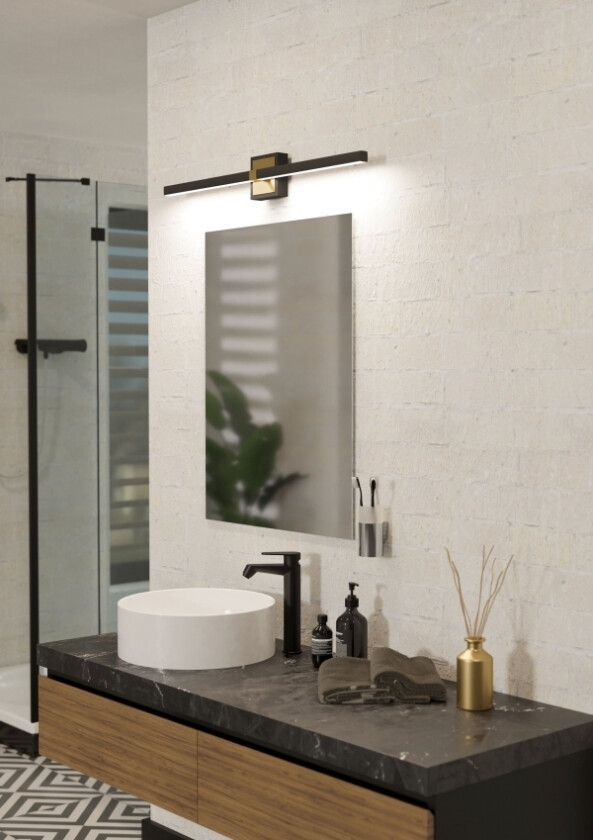 Eglo Peguera Bad Væg L800 2000Lm Ip44 Sort/Bm