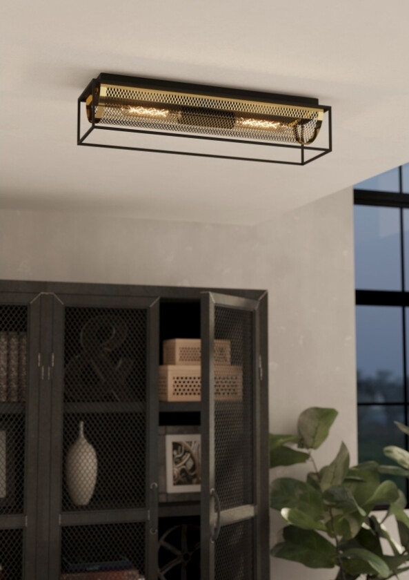 Eglo Nohales Loft L640 2Xe27 Sort/Messing