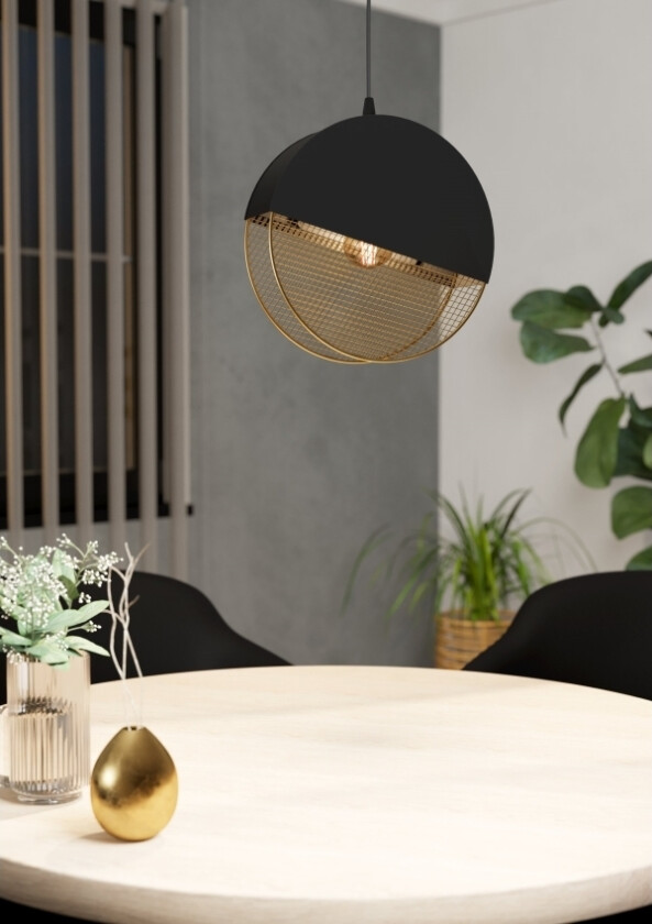 Eglo Mumbles Pendel E27 Ø285 Sort/Guld