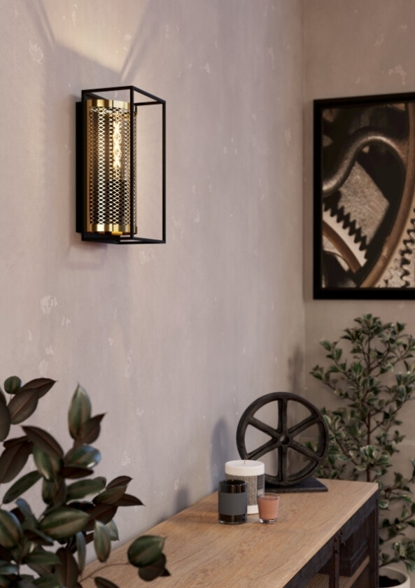 Eglo Nohales Væg H320 E27 Sort/Messing