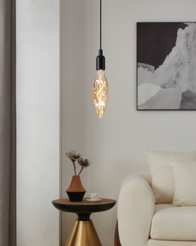 Eglo E27 Led Cf78 Amberfarvet Dekorationspære Med Spiral Og Varmt Hvidt Lys