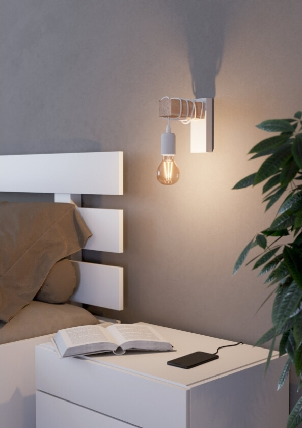 Eglo Townshend Væg Hvid/Træ Fsc