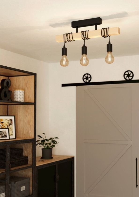 Eglo Townshend 1 Loft 3L Sort/Træ Fsc