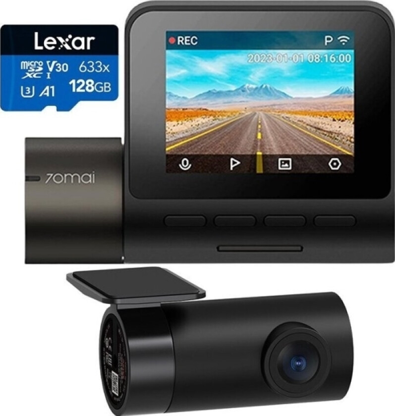 Wideorejestrator 70Mai A200 Hdr + Kamera Tylna Rc11 + Kart Lexar 128Gb