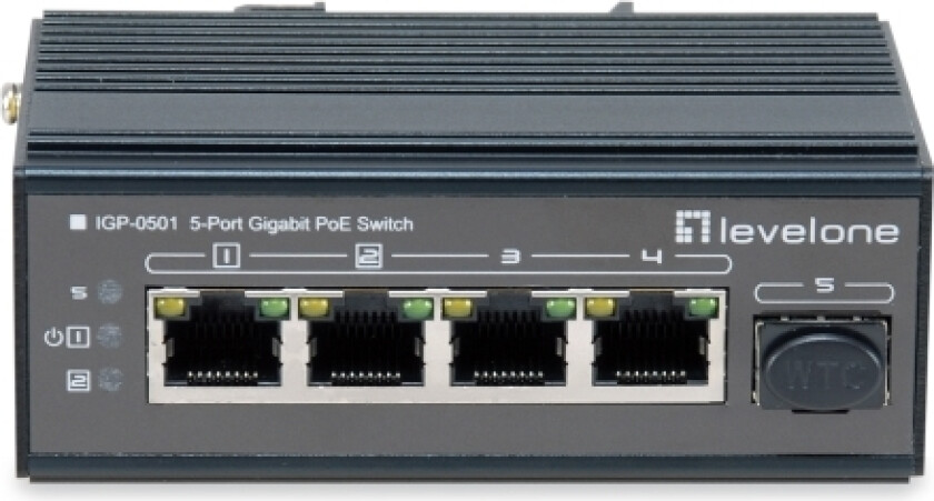 Levelone Igp-0501, Gigabit Ethernet (10/100/1000), Full Tosidig, Strøm Over Ethernet (Poe), Kan Monteres På Vegg