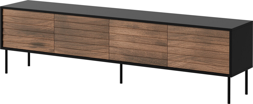 Belonger TV-benk 200 cm - Svart/Valnøtt