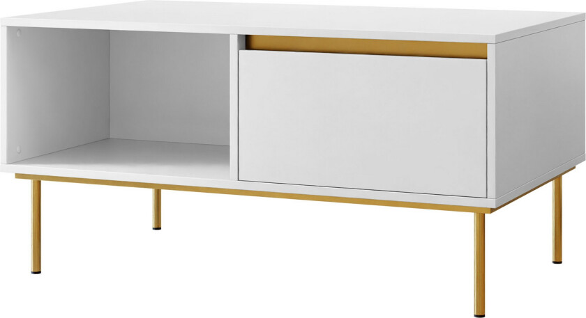 Hollander Sofabord 100 cm - Hvit/Gull