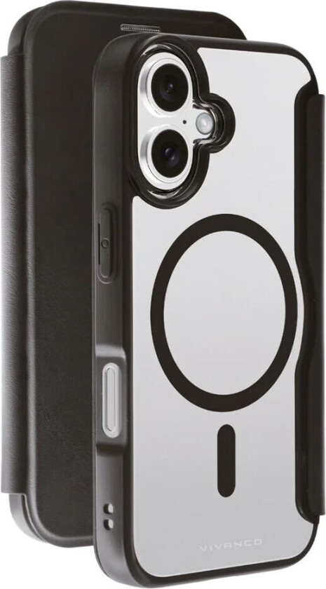 iPhone 16 Vivanco Classic Wallet Kunstskinn Flipdeksel med Lommebok - MagSafe Kompatibel - Svart