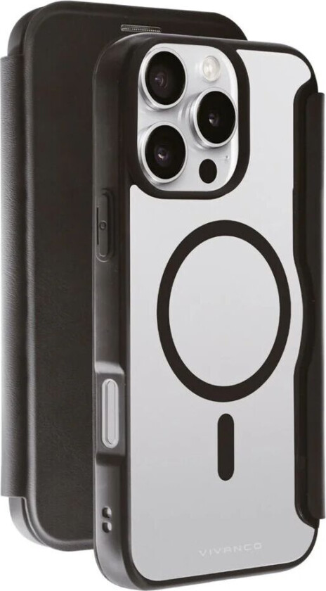 iPhone 16 Pro Vivanco Classic Wallet Kunstskinn Flipdeksel med Lommebok - MagSafe Kompatibel - Svart