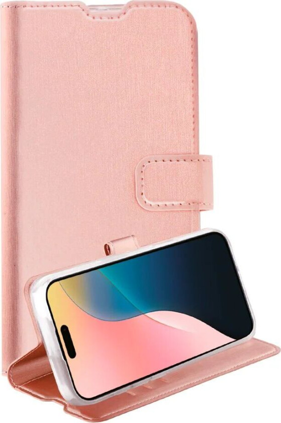 iPhone 16 Vivanco Classic Wallet Kunstskinn Flipdeksel med Lommebok - Rose Gold