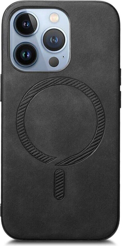 iPhone 16 Pro Max Kunstskinn Deksel - MagSafe-Kompatibel - Svart