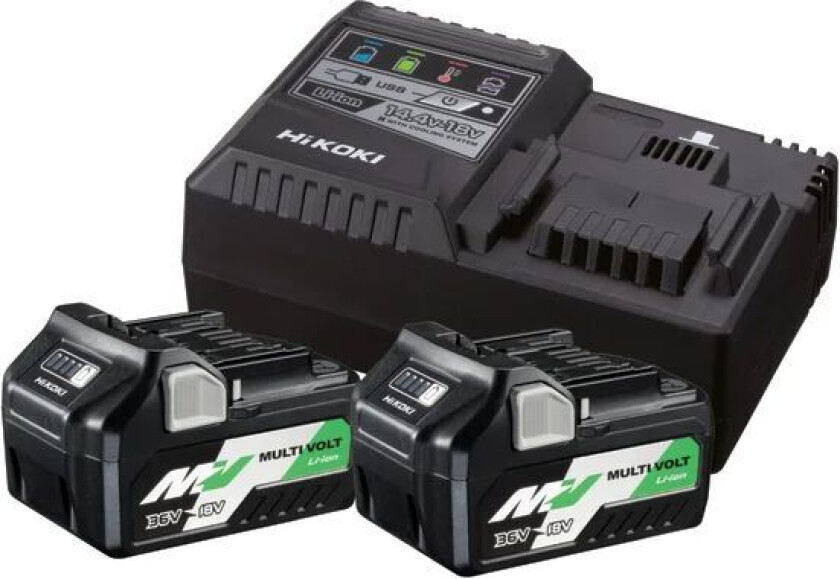 Hikoki Power Tools Hikoki Batteripakke 36v Med 2 Batterier Bsl36a18 Og Lader Uc18ysl3