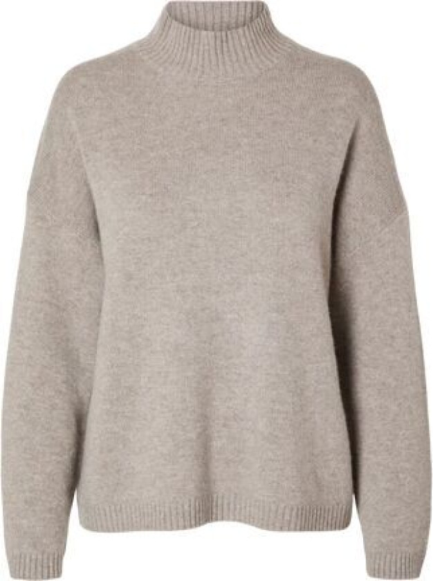 Cille Ls Knit High Neck - Irish Cream Melange M