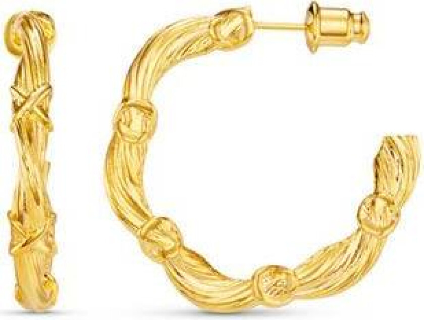 Jewellery Woven Twist & Cross Mid-Size Hoop Earrings