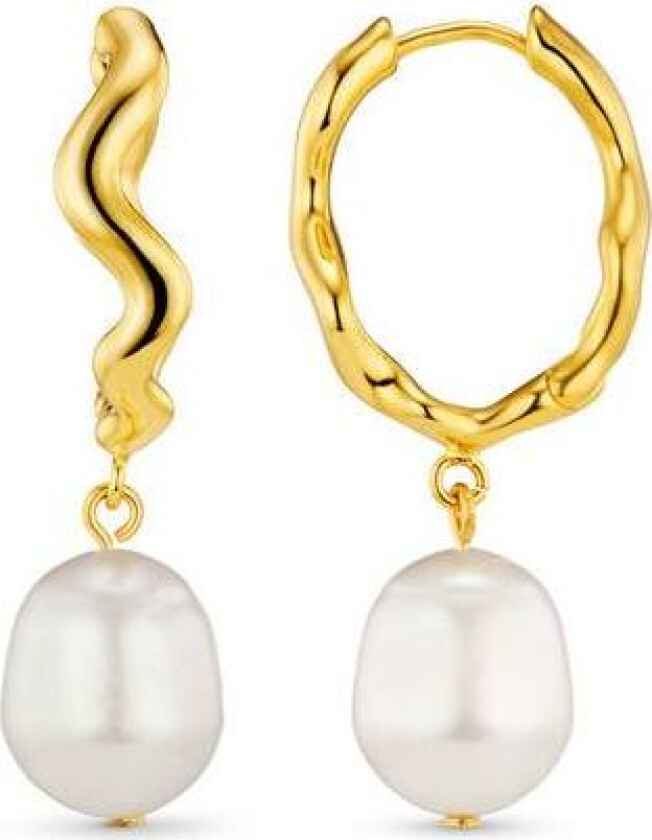Jewellery Oval Wave Pearl Drop Hoop Earrings