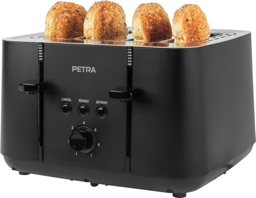 Petra PT5565MBLKVDE Brødrister - 4 rom - Sort