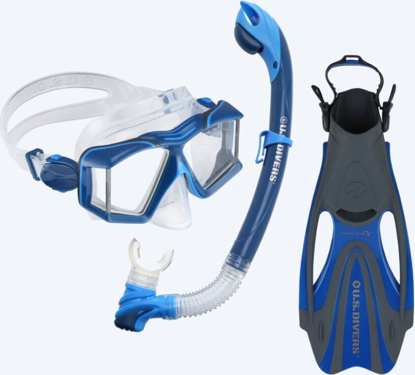 snorkelsett til voksne - Sideview || - Mørkeblå/svart - Snorklesett med svømmeføtter - Voksne