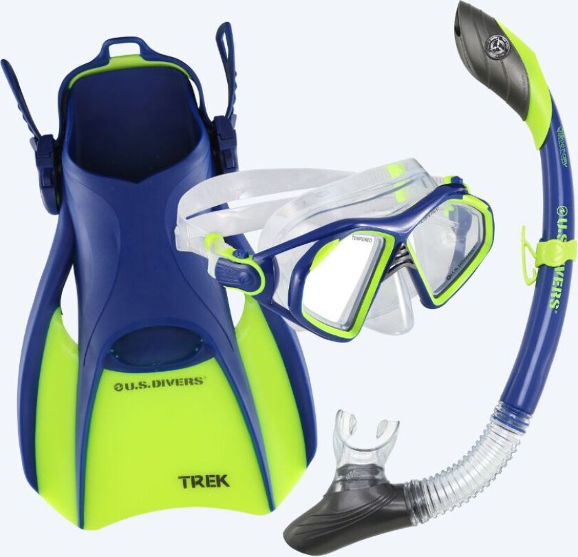 snorkelsett til voksne - Admiral - Blå/grønn - Snorklesett med svømmeføtter - Voksne