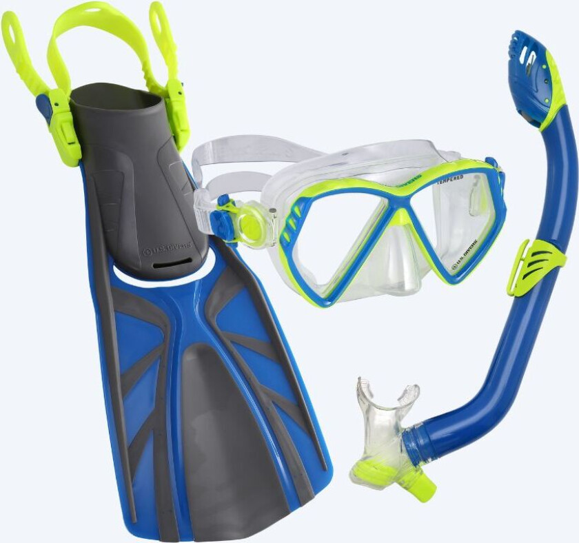 snorkelsett til barn (8-18) - Regal - Blå/grønn - Snorklesett med svømmeføtter - Voksne