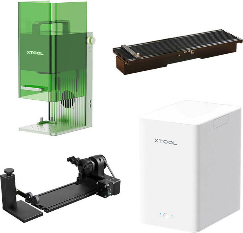XTool F1 2-i-1 lasergraveringsmaskin - xTool Air Cleaner, xTool Slide Extension, WiFi/USB-C - Deluxe Kit