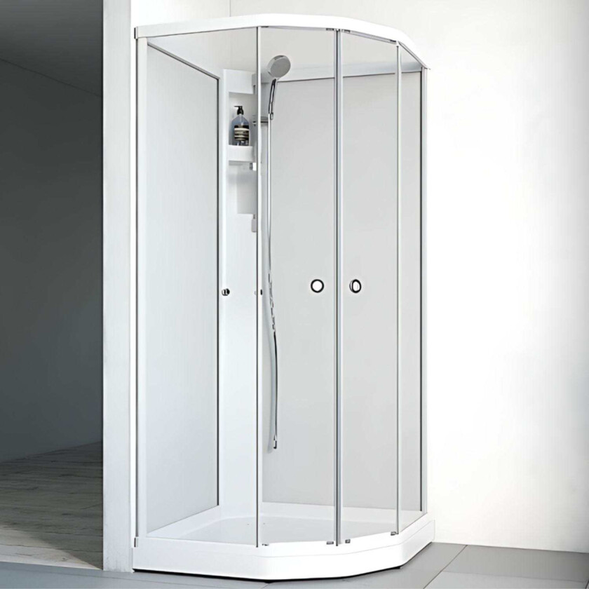 Flow Semi Dusjkabinett Standard Lav Hvit / 81x81cm Klart Glass