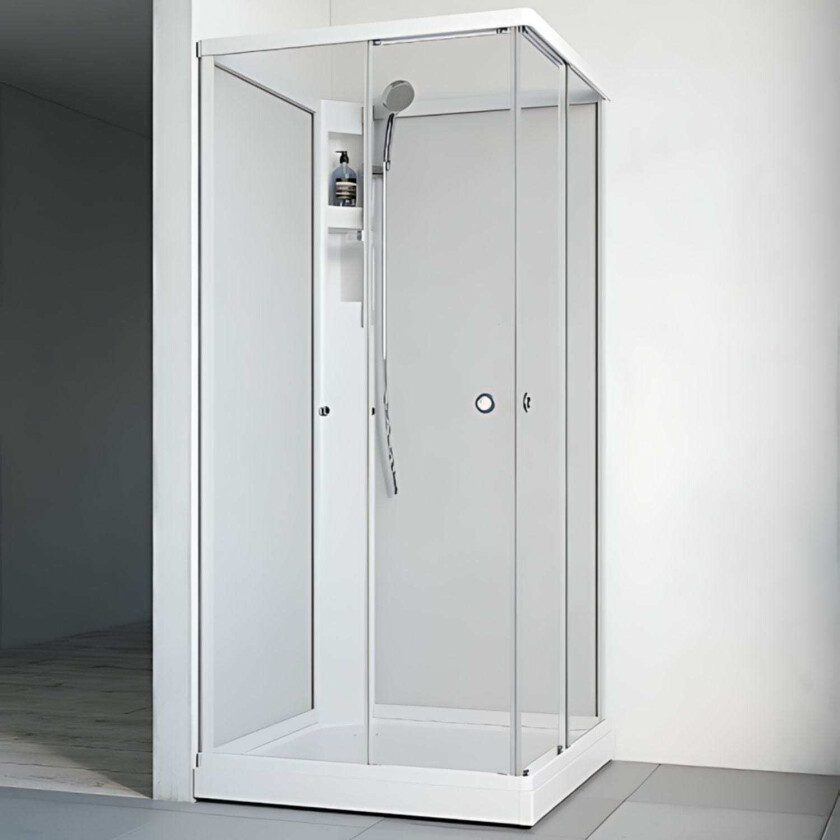 Flow Rett Dusjkabinett Standard Hvit / 81x81cm Klart Glass