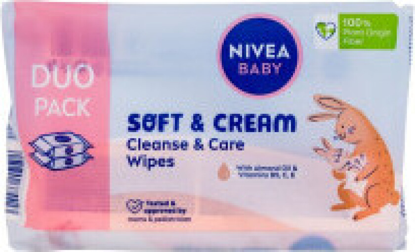 - Baby Soft & Cream Cleanse & Care Wipes - For Kids, 2x57 pc