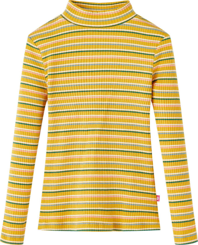 T-skjorte for barn med lange ermer halvhøy hals oker 116