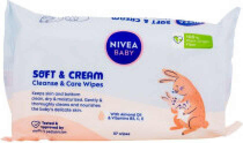 - Baby Soft & Cream Cleanse & Care Wipes - For Kids, 57 pc