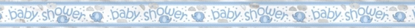 Babyshower blå foil/plast-banner "elefant/paraply"