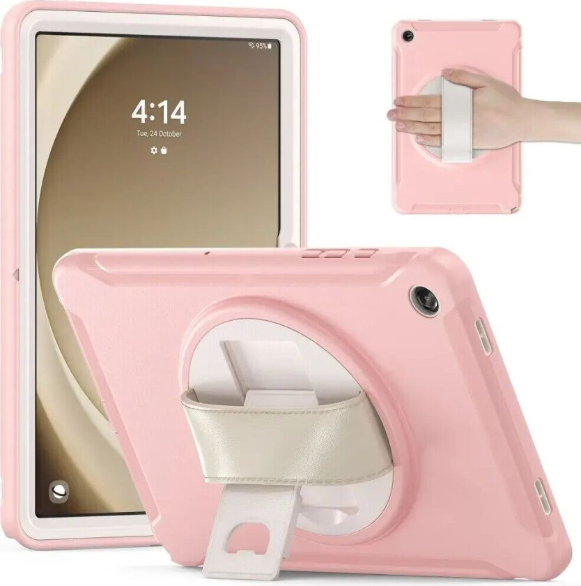 Samsung Galaxy Tab A9+ (Plus) Håndverker Deksel m. Håndholder & Kickstand - Rosa