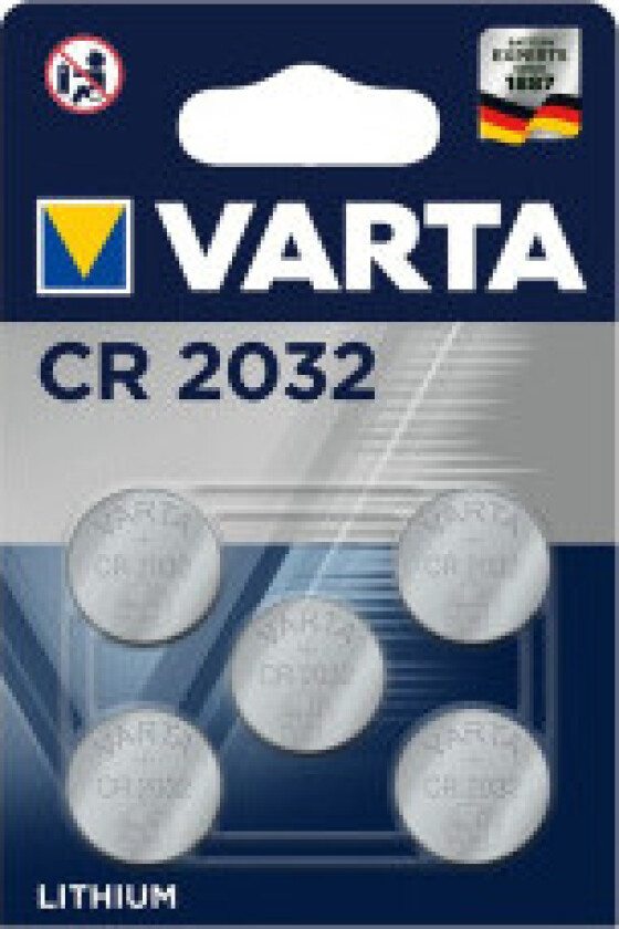Varta Lithium CR2032 myntcellebatteri 3V 5 stk i blisterpakning