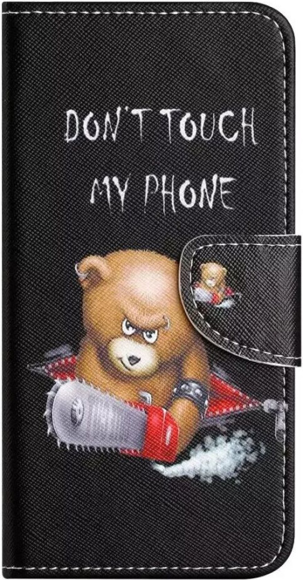 Samsung Galaxy A24 Flip Deksel i Skinn med Lommebok og Trykk - "Don't Touch my Phone" Bjørn