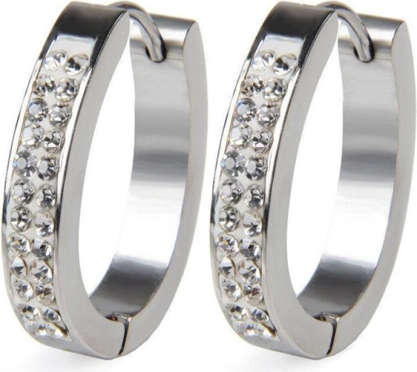 Rhinestone Stud Earrings - Silver white
