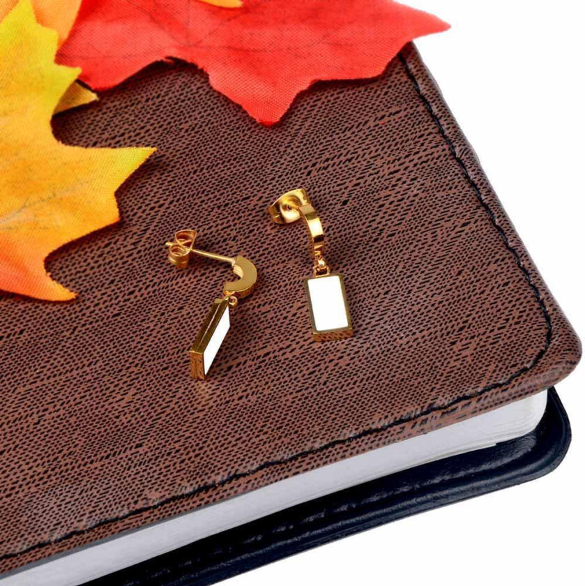 Emalje øredobber - Gold and white