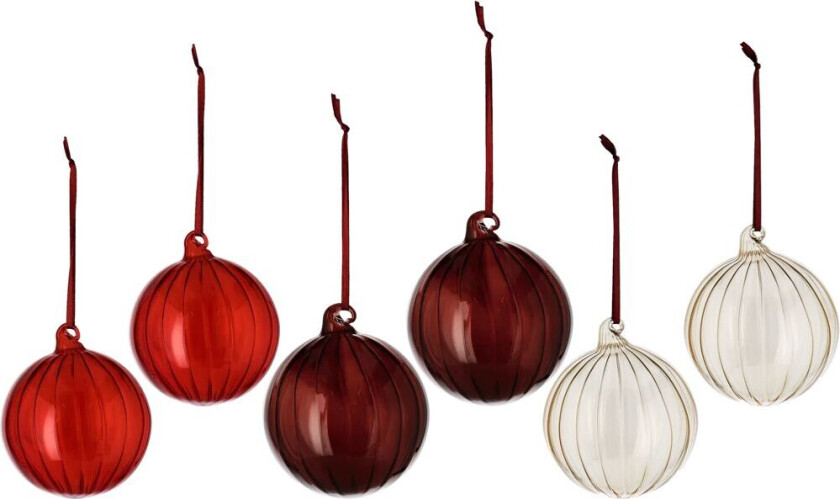 Clarity julekule Ø8 cm 6-pack Rød